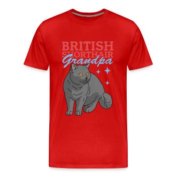 Grand-père British Shorthair | Cadeau papa chat - T-shirt bio Premium Homme - rouge - Devant - Damien (186cm)