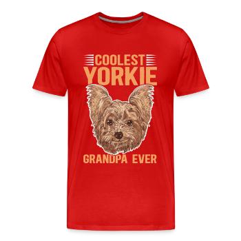 Yorkie Grandpa | Yorkshire Terrier Dog Gift - Men's Premium Organic T-Shirt - red - Front - Damien (186cm)