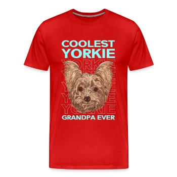 Yorkie Grandpa Dogs Yorkshire Terrier Cadeau - T-shirt bio Premium Homme - rouge - Devant - Damien (186cm)