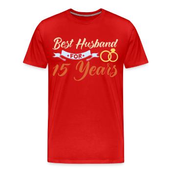 15th Wedding Anniversary Couple Design 15 Years of Marriage - Men's Premium Organic T-Shirt - red - Front - Damien (186cm)