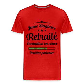 Jeune Stagiaire Retraité Citation Humour - T-shirt bio Premium Homme - rouge - Devant - Damien (186cm)