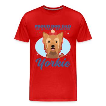 Yorkshire Terrier Papa Yorkie Chien Propriétaire Cadeau - T-shirt bio Premium Homme - rouge - Devant - Damien (186cm)