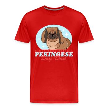 Papa pékinois | Cadeau de propriétaire de chien pékinois - T-shirt bio Premium Homme - rouge - Devant - Damien (186cm)