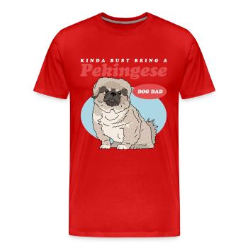 Pékinois Papa Pékinois | Cadeau de propriétaire de chien - T-shirt bio Premium Homme - rouge - Devant - Damien (186cm)