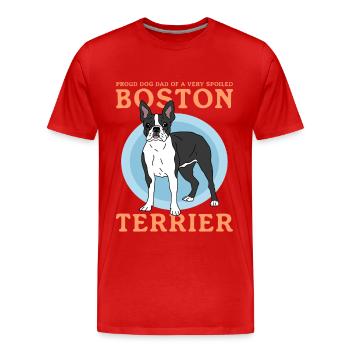 Boston Terrier Dad | Hunde Hundebesitzer Geschenk - Männer Premium Bio T-Shirt - Rot - Vorne - Damien (186cm)
