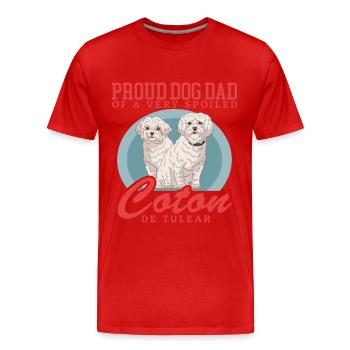 Coton de Tuléar Papa | Cadeau de propriétaire de chien - T-shirt bio Premium Homme - rouge - Devant - Damien (186cm)