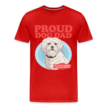 Coton de Tuléar Papa Chiens Chien Propriétaire Cadeau - T-shirt bio Premium Homme - rouge - Devant - Damien (186cm)
