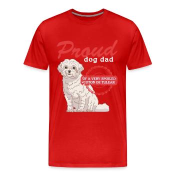 Coton de Tuléar Papa Chien Propriétaire Cadeau - T-shirt bio Premium Homme - rouge - Devant - Damien (186cm)