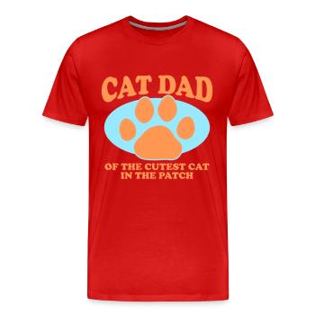 Chat Papa Chats Chat Papa Chat Propriétaire Cadeau - T-shirt bio Premium Homme - rouge - Devant - Damien (186cm)