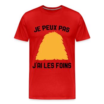 Je Peux Pas J'ai Les Foins Humour Agriculteur - T-shirt bio Premium Homme - rouge - Devant - Damien (186cm)