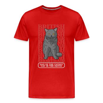 British Shorthair Papa Chats Chat Papa Cadeau - T-shirt bio Premium Homme - rouge - Devant - Damien (186cm)