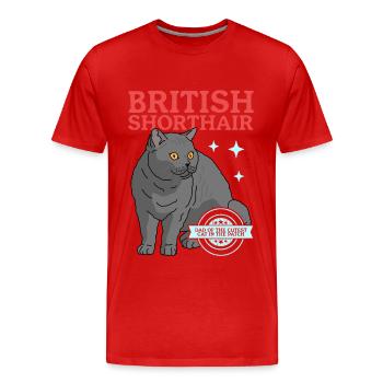 British Shorthair Papa Chat Chat Papa Cadeau - T-shirt bio Premium Homme - rouge - Devant - Damien (186cm)
