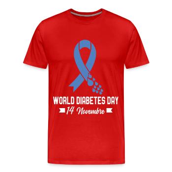 Journée mondiale du diabète de sensibilisation - T-shirt bio Premium Homme - rouge - Devant - Damien (186cm)