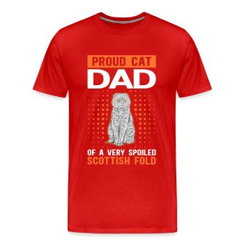 Scottish Fold-eared Cat Dad Cat Daddy Gift - T-shirt bio Premium Homme - rouge - Devant - Damien (186cm)