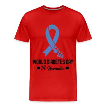 Journée mondiale du diabète de sensibilisation - T-shirt bio Premium Homme - rouge - Devant - Damien (186cm)