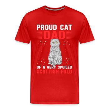 Écossais Chat à oreilles pliantes Papa Chat Cadeau - T-shirt bio Premium Homme - rouge - Devant - Damien (186cm)