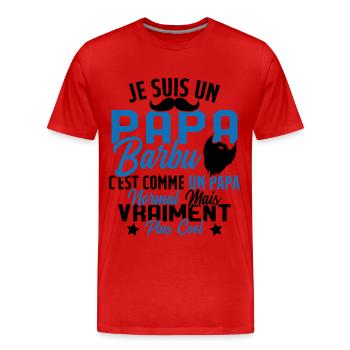 Papa Barbu Humour Cadeau Fête des Pères - T-shirt bio Premium Homme - rouge - Devant - Damien (186cm)