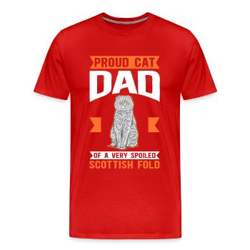 Écossais Chat à oreilles pliantes Papa Chat Cadeau - T-shirt bio Premium Homme - rouge - Devant - Damien (186cm)