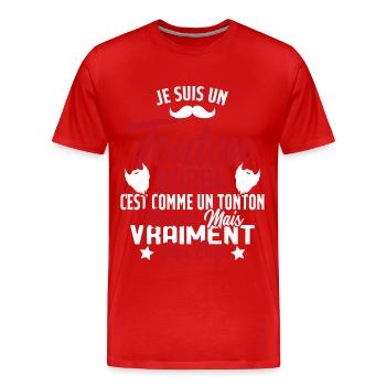 Tonton Barbu Humour Cadeau Onlce - T-shirt bio Premium Homme - rouge - Devant - Damien (186cm)