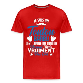 Tonton Barbu Humour Cadeau Onlce - T-shirt bio Premium Homme - rouge - Devant - Damien (186cm)