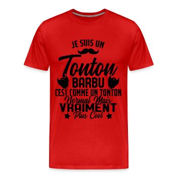 Tonton Barbu Humour Cadeau Onlce - T-shirt bio Premium Homme - rouge - Devant - Damien (186cm)