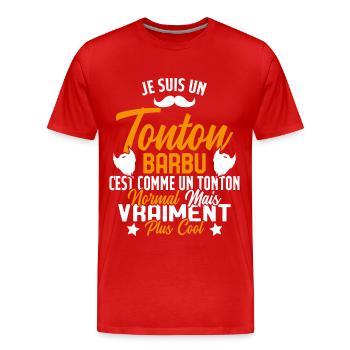 Tonton Barbu Humour Cadeau Onlce - T-shirt bio Premium Homme - rouge - Devant - Damien (186cm)
