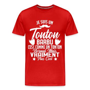 Tonton Barbu Humour Cadeau Onlce - T-shirt bio Premium Homme - rouge - Devant - Damien (186cm)