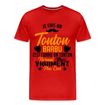 Tonton Barbu Humour Cadeau Onlce - T-shirt bio Premium Homme - rouge - Devant - Damien (186cm)
