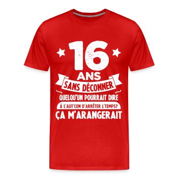 16 ans anniversaire 16 anniversaire cadeau 16 ans - T-shirt bio Premium Homme - rouge - Devant - Damien (186cm)