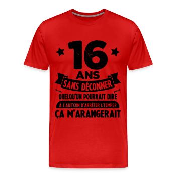 16 ans anniversaire 16 anniversaire cadeau 16 ans - T-shirt bio Premium Homme - rouge - Devant - Damien (186cm)