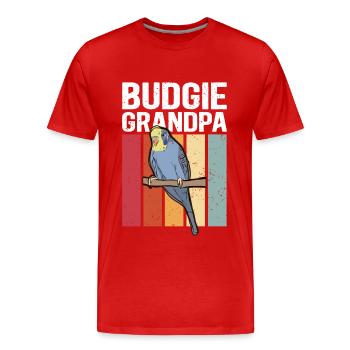 Budgerigar Grandpa | Budgerigars Gift - Men's Premium Organic T-Shirt - red - Front - Damien (186cm)