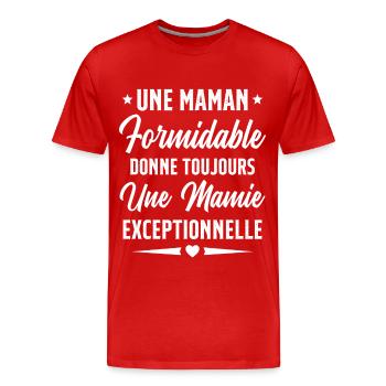 Grand-Mère - Une Mamie Exceptionnelle - T-shirt bio Premium Homme - rouge - Devant - Damien (186cm)