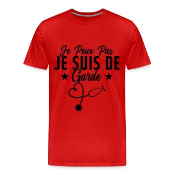 Je Peux Pas Je Suis De Garde Drôle Infirmier - T-shirt bio Premium Homme - rouge - Devant - Damien (186cm)