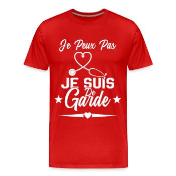 Je Peux Pas Je Suis De Garde Drôle Infirmier - T-shirt bio Premium Homme - rouge - Devant - Damien (186cm)