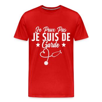 Je Peux Pas Je Suis De Garde Drôle Infirmier - T-shirt bio Premium Homme - rouge - Devant - Damien (186cm)