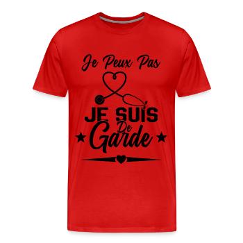 Je Peux Pas Je Suis De Garde Drôle Infirmier - T-shirt bio Premium Homme - rouge - Devant - Damien (186cm)