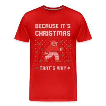 Ugly Christmas | Ugly Christmas Gift - Men's Premium Organic T-Shirt - red - Front - Damien (186cm)