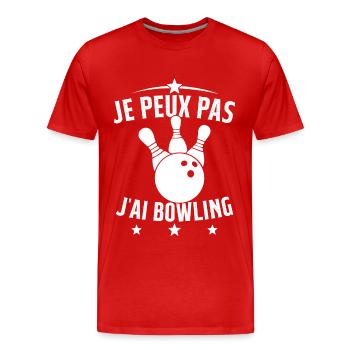Je Peux Pas J'ai Bowling - T-shirt bio Premium Homme - rouge - Devant - Damien (186cm)