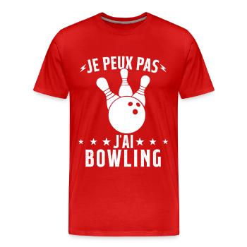 Je Peux Pas J'ai Bowling - T-shirt bio Premium Homme - rouge - Devant - Damien (186cm)