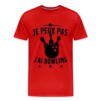 Je Peux Pas J'ai Bowling - T-shirt bio Premium Homme - rouge - Devant - Damien (186cm)