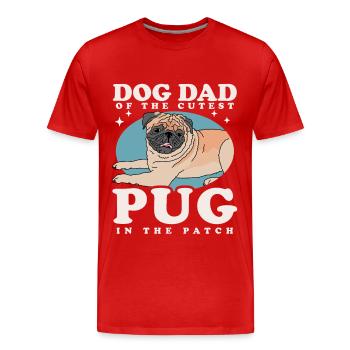 Mops Dad Hundeliebhaber Hundebesitzer Geschenk - Männer Premium Bio T-Shirt - Rot - Vorne - Damien (186cm)