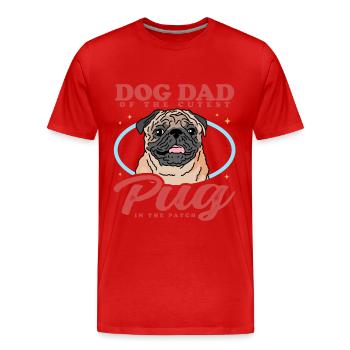 Mops Dad | Hundeliebhaber Hundebesitzer Geschenk - Männer Premium Bio T-Shirt - Rot - Vorne - Damien (186cm)