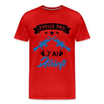 Je Peux Pas J'ai Airsoft Humour Cadeau - T-shirt bio Premium Homme - rouge - Devant - Damien (186cm)