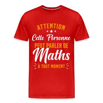 Prof de Maths Mathématique Cadeau Mathématicien - T-shirt bio Premium Homme - rouge - Devant - Damien (186cm)