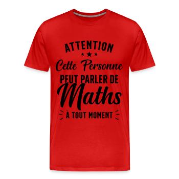 Prof de Maths Mathématique Cadeau Mathématicien - T-shirt bio Premium Homme - rouge - Devant - Damien (186cm)