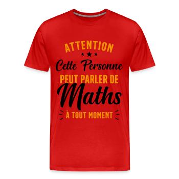 Prof de Maths Mathématique Cadeau Mathématicien - T-shirt bio Premium Homme - rouge - Devant - Damien (186cm)