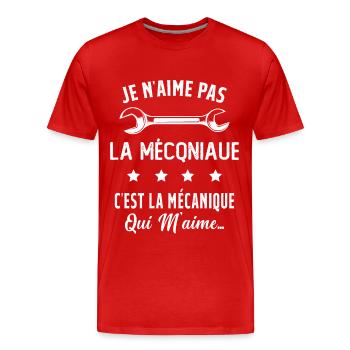 C'est la Mécanique Qui M'aime Cadeau Humour - T-shirt bio Premium Homme - rouge - Devant - Damien (186cm)