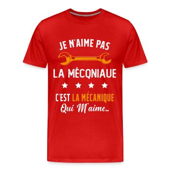 C'est la Mécanique Qui M'aime Cadeau Humour - T-shirt bio Premium Homme - rouge - Devant - Damien (186cm)