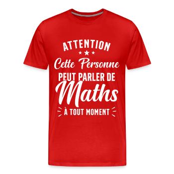Prof de Maths Mathématique Cadeau Mathématicien - T-shirt bio Premium Homme - rouge - Devant - Damien (186cm)