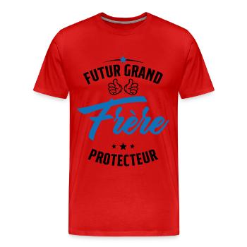 Futur Grand frère Protecteur Cadeau Humour - T-shirt bio Premium Homme - rouge - Devant - Damien (186cm)